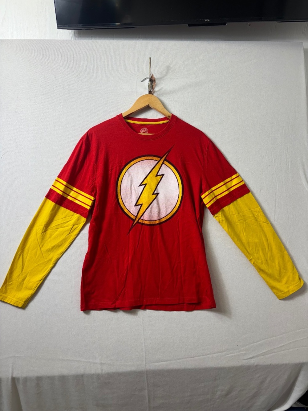 DC Comics The Flash Layered Long Sleeve Shirt Red Yellow